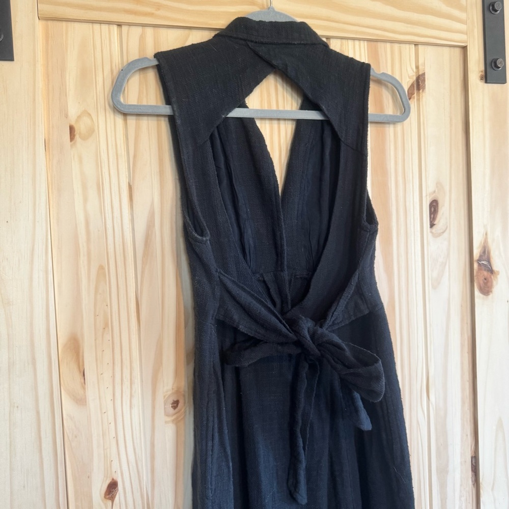 Free People Black Cotton Button Front Halter Dress with Open Back Size Small - Picture 12 of 12